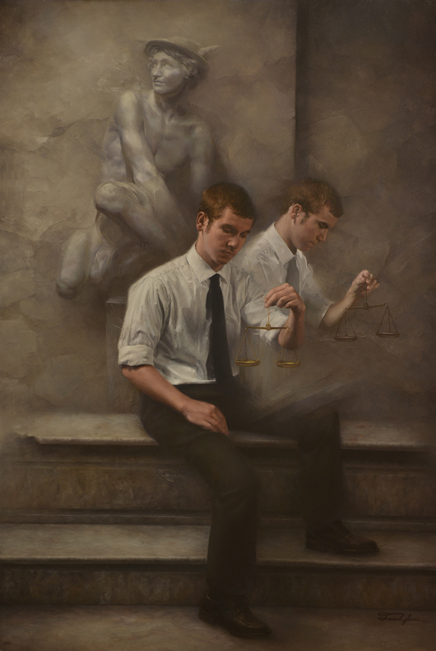 Oil on Board, 24 x  36 <br />
in the collection of the Rutgers University Business School